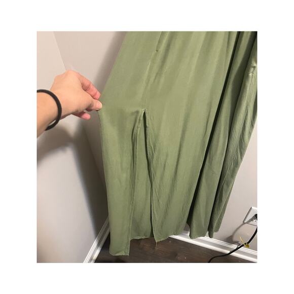 ASOS Design Flutter Sleeve Maxi Beach Dress in Khaki Green - KHAKI Women's sz. 6 - Picture 6 of 6